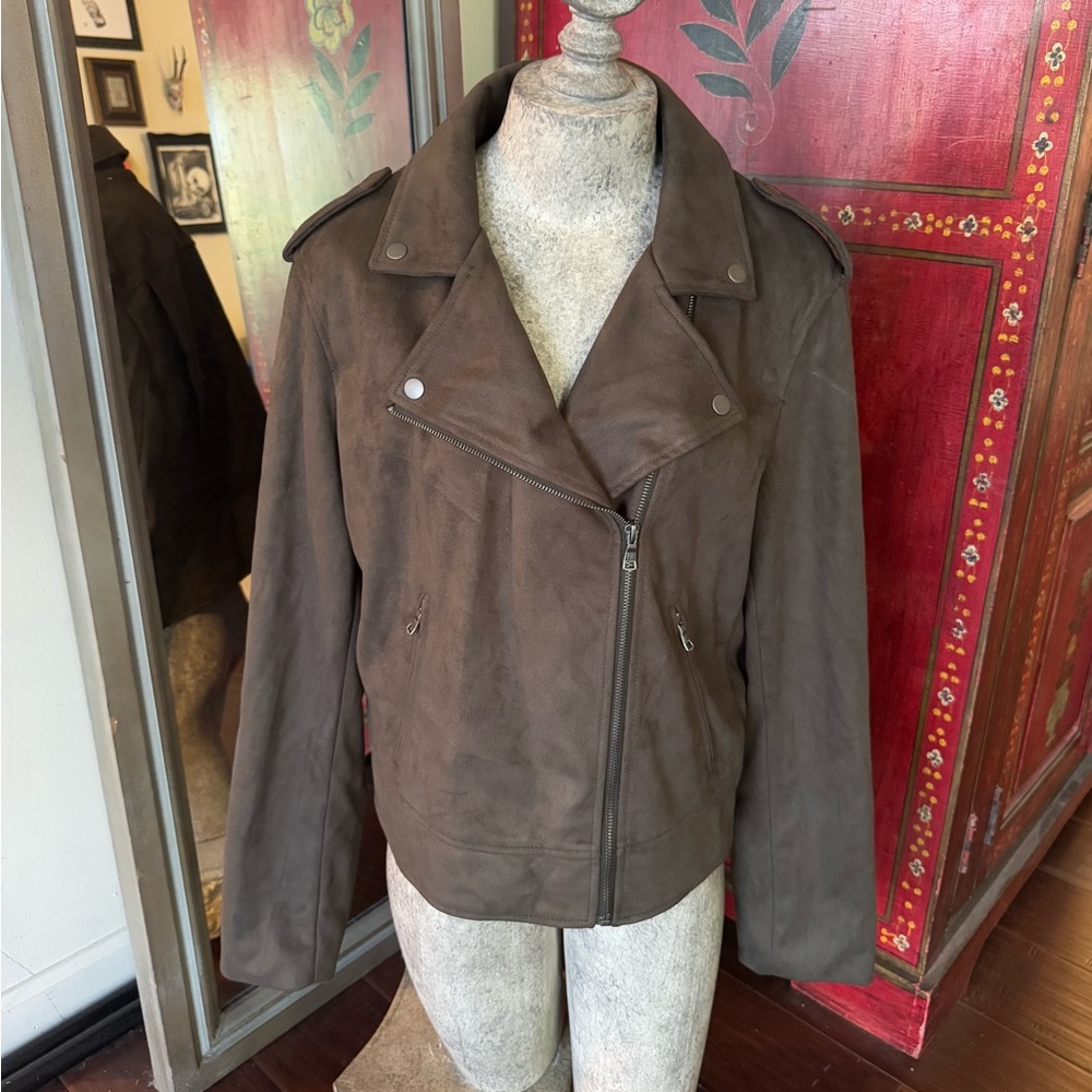 Banana Republic V suede moto jacket
